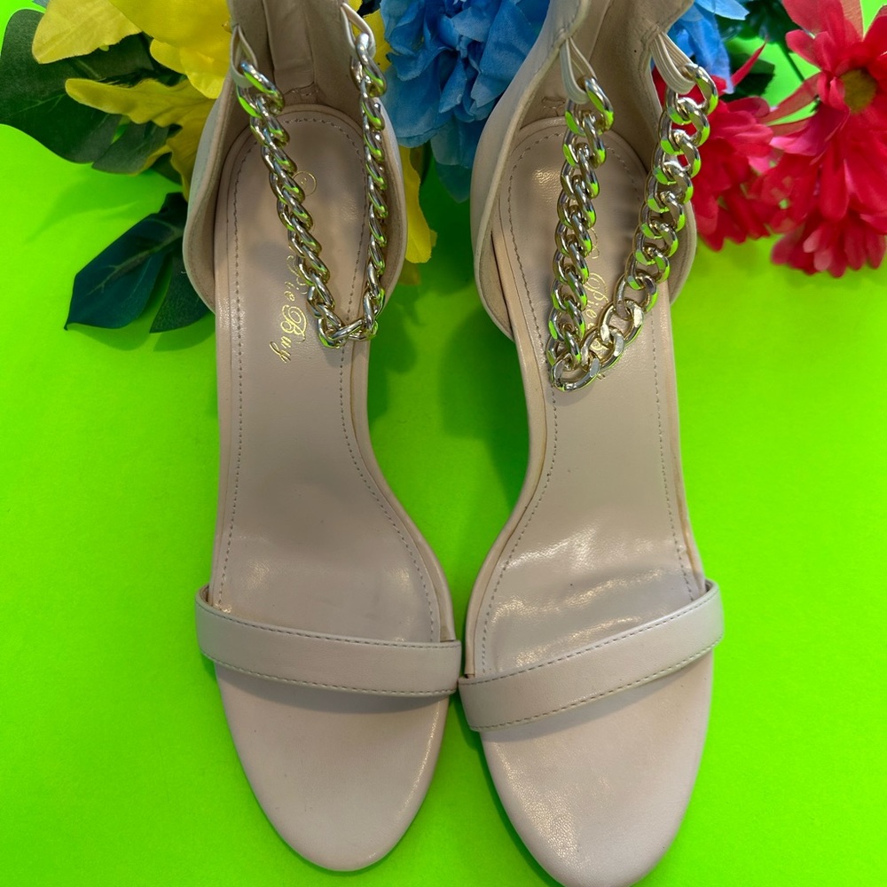 Piepiebuy Leather Shoes Open-toe High Heels Stiletto Ankle Chain Strap Pumps